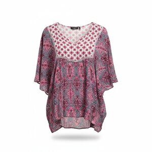 Hannah Pink and Blue Patterned Blouse